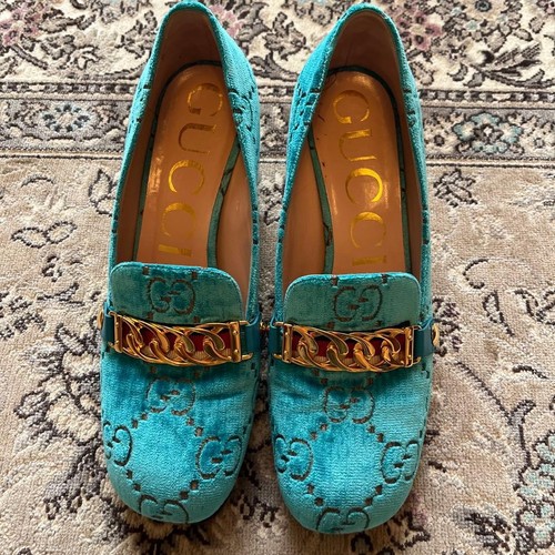 Gucci samt loafer pumps - gucci,