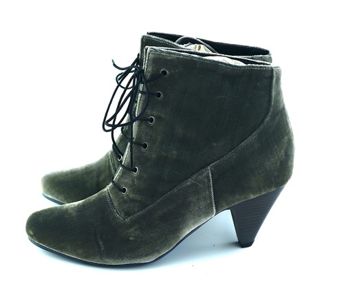 Schnür stiefelette aus - aus, samt