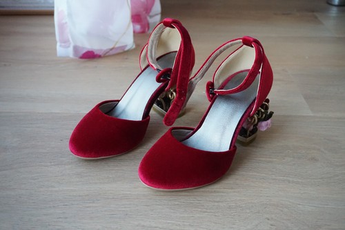 Pumps schuhe samt blumen - pumps,